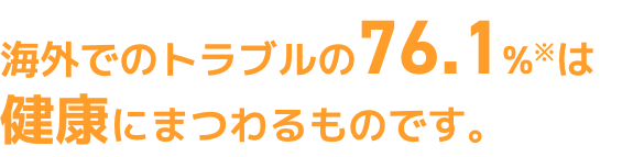 海外でのトラブルの76.1%※は健康にまつわるものです。